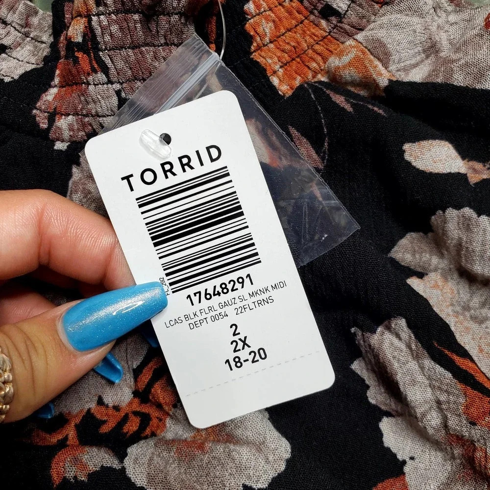 Torrid Midi Gauze Mock Neck Floral Dress - Picture 7 of 12